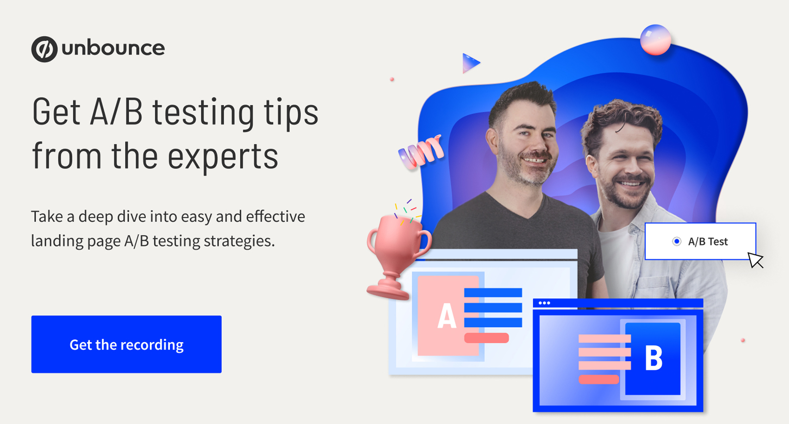 A/B testing webinar recording by Unbounce V1