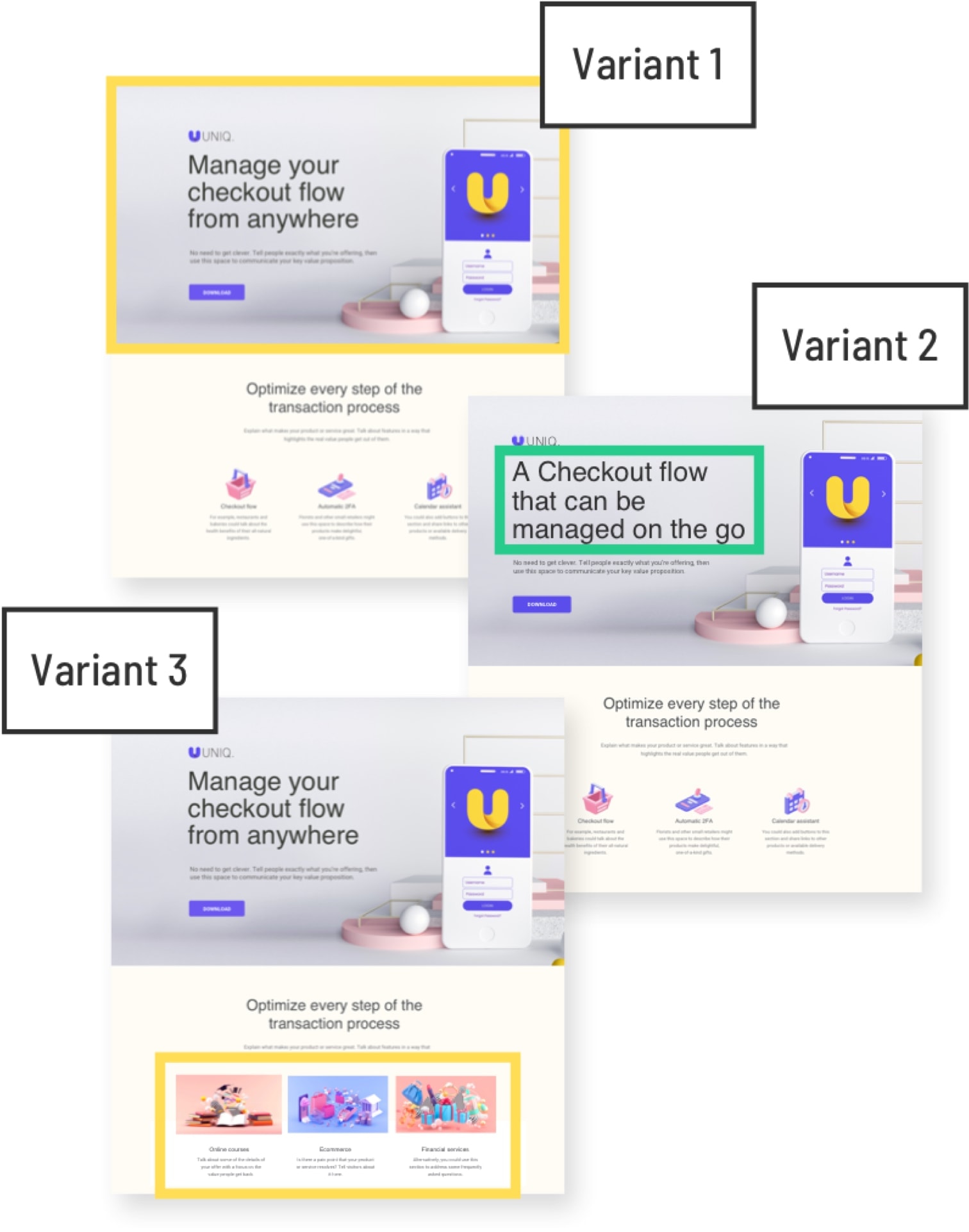 unbounce a/b testing variants