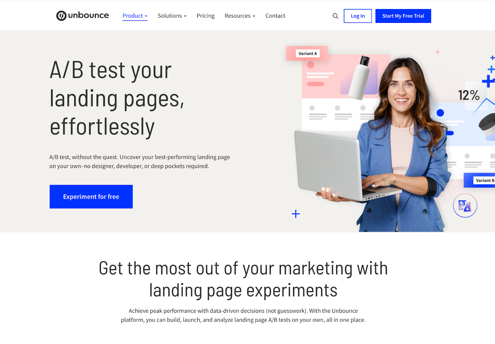 Unbounce A/B testing tool software