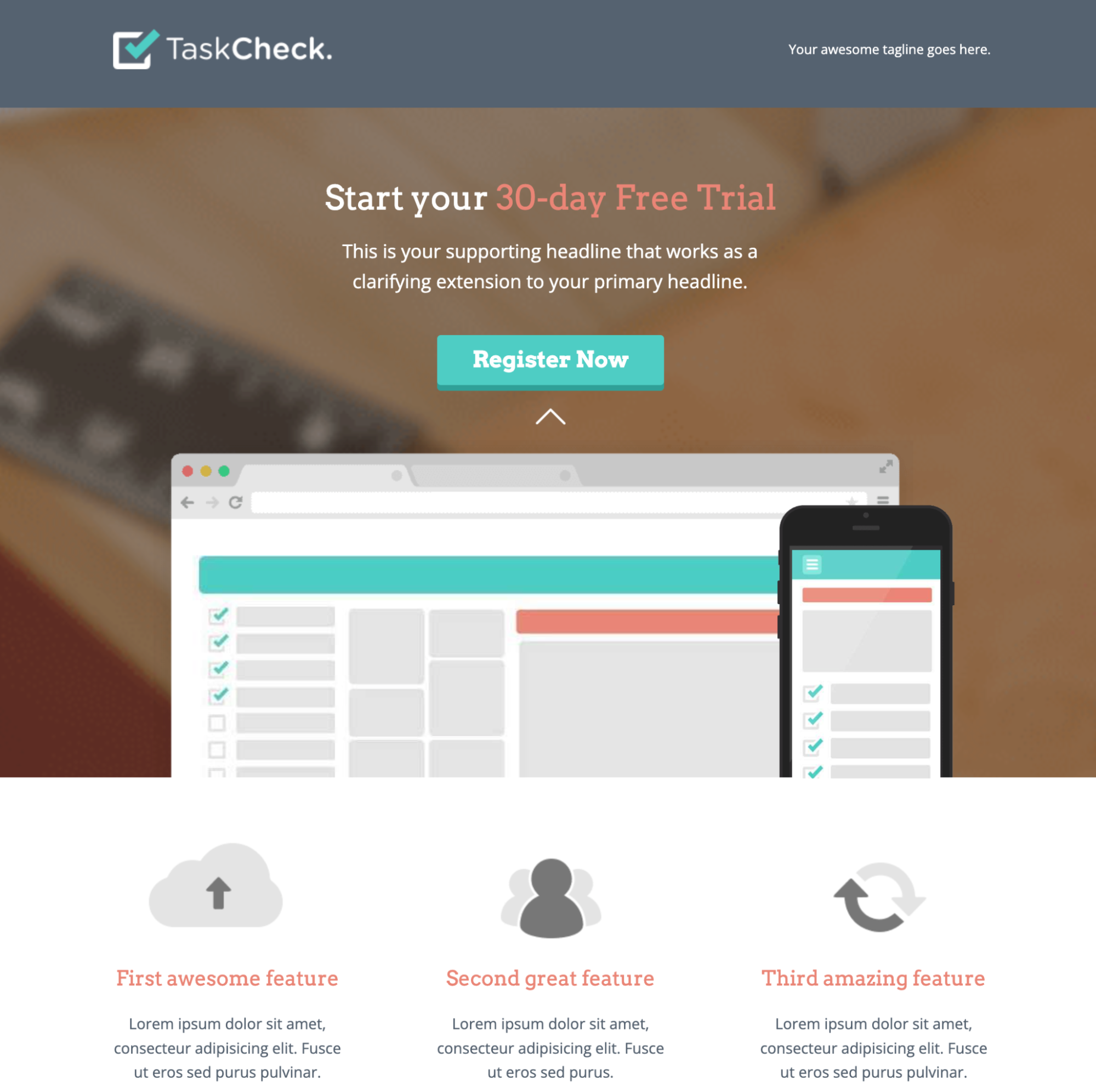 Free trial sales landing page funnel example