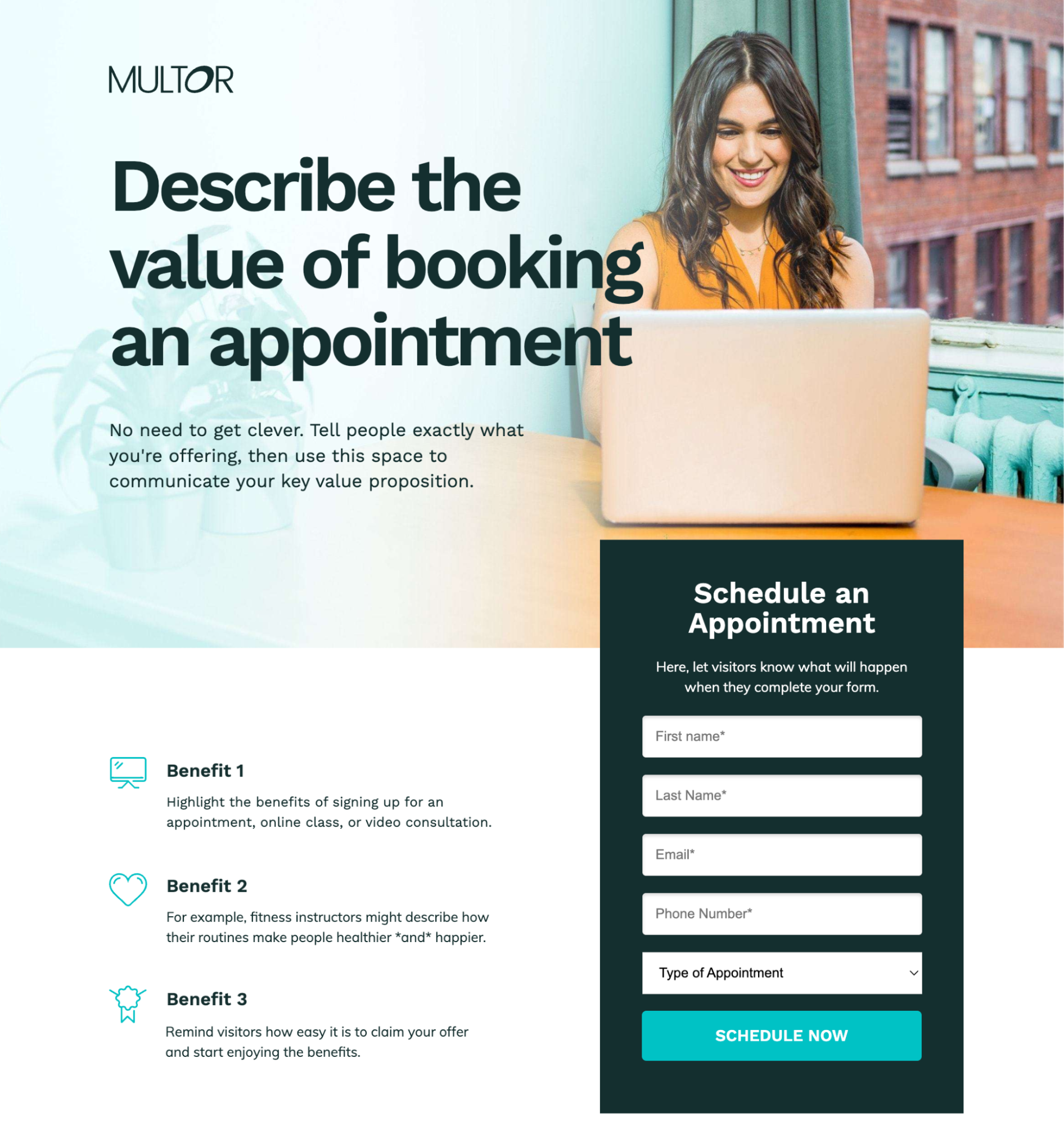 Consultation booking landing page funnel example