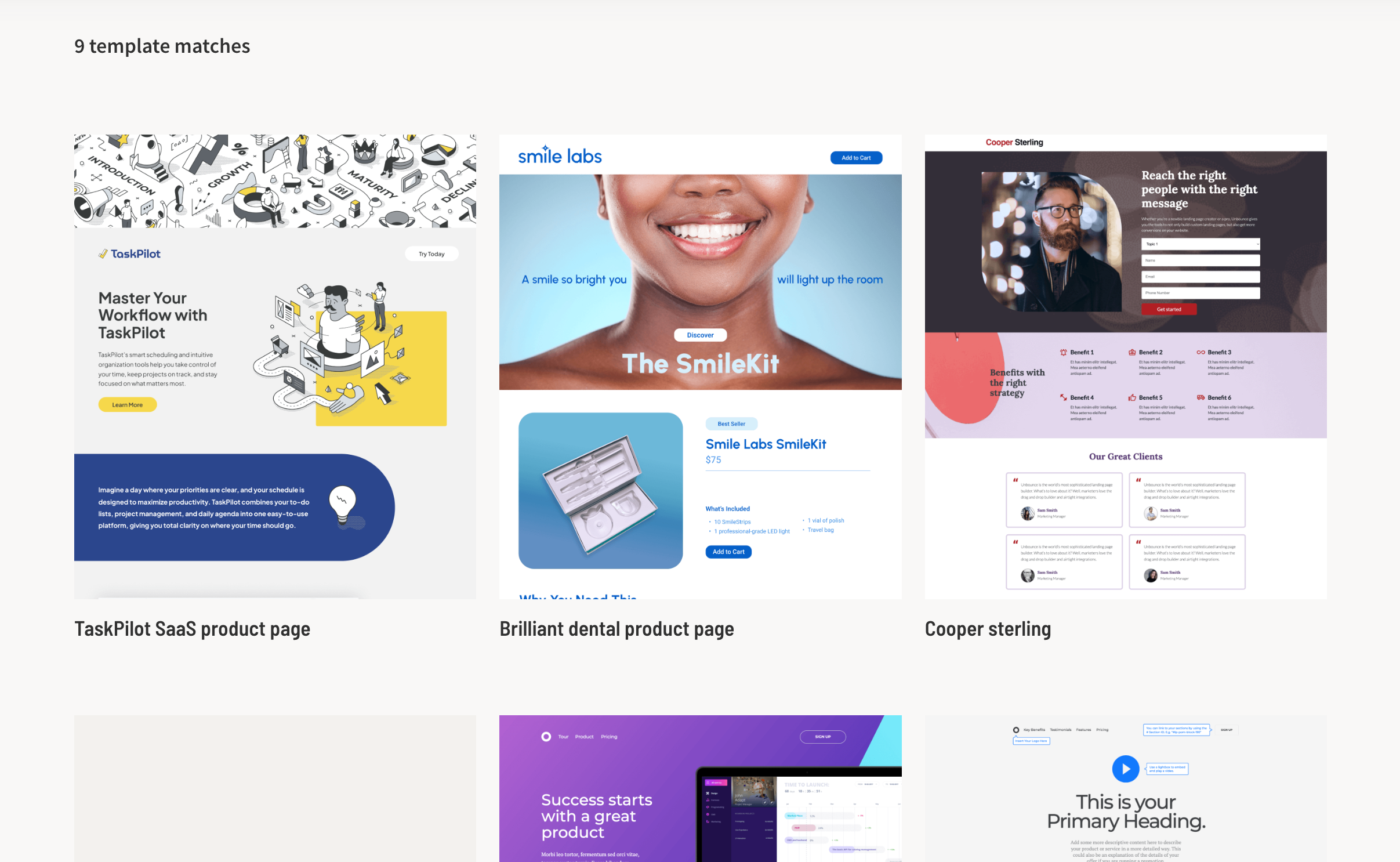 product launch page templates