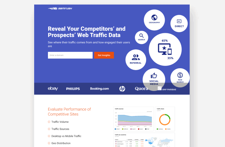 SEMRush best landing page example