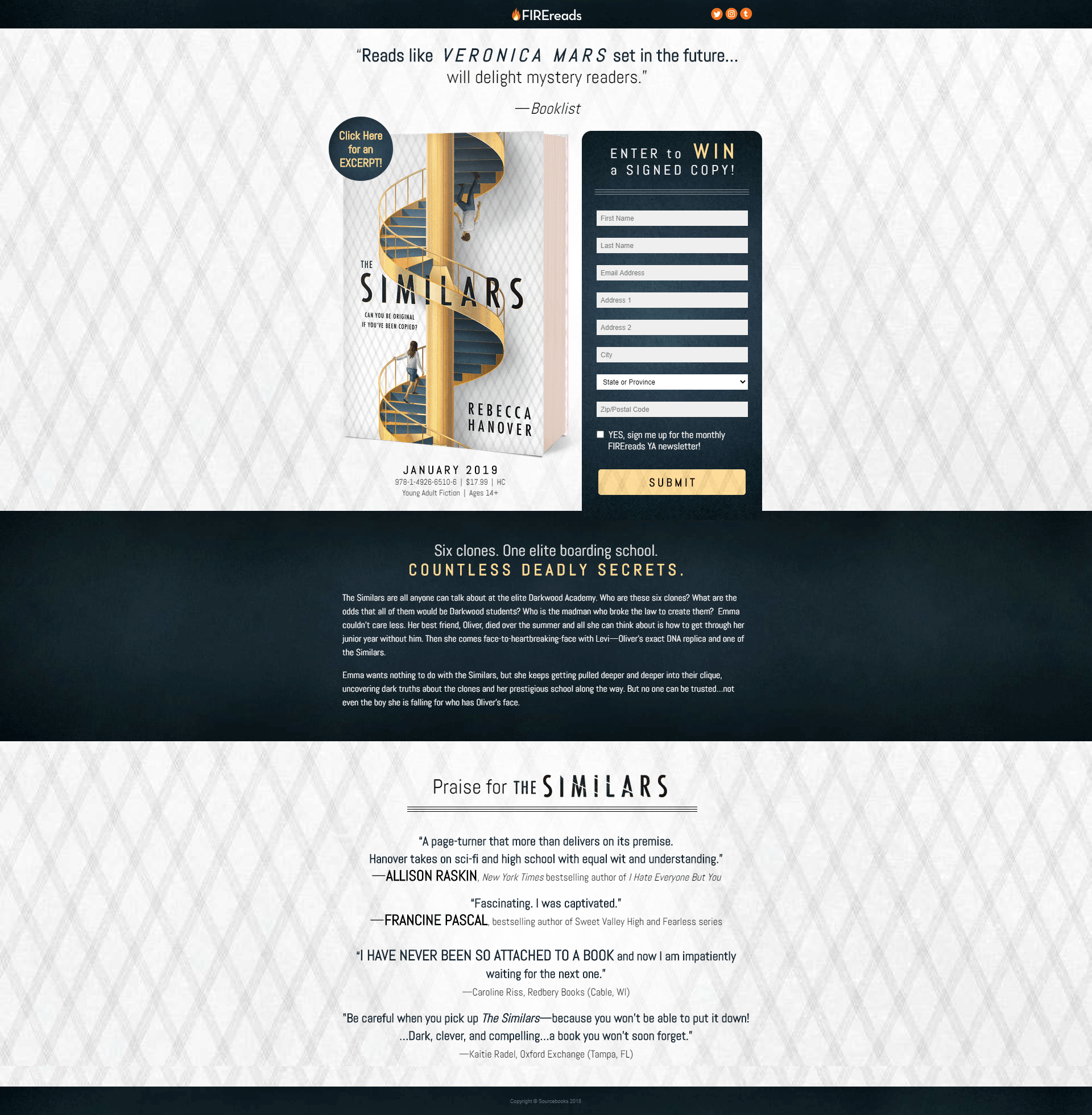 Landing page template for a physical book